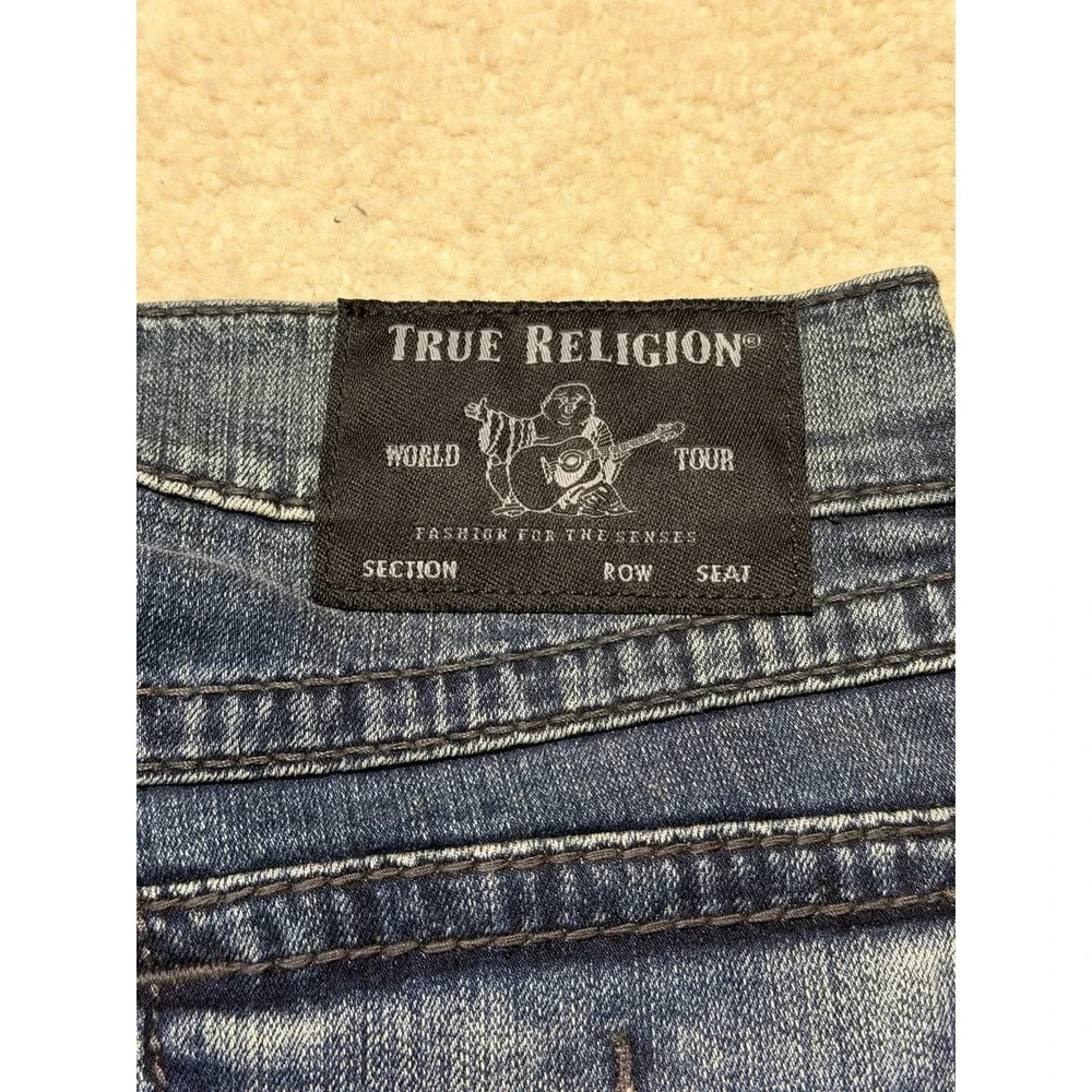 True Religion Ricky Relaxed Straight Jeans Men's 32 Medium Wash Flap Pocket Y2K
